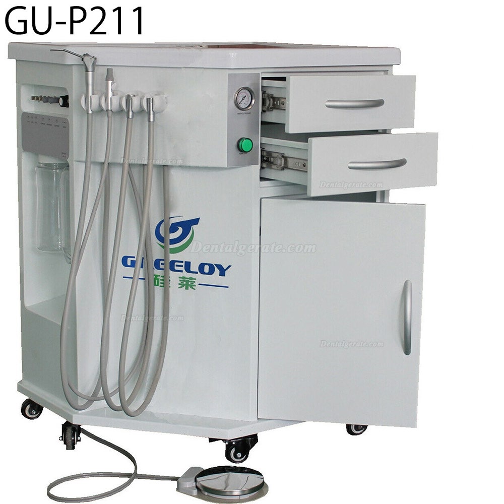 Greeloy&reg; GU-P211 Fahrbarer Dental-Schrank (Kompressor + Speichelsauger +3-Funktionen Spritze)